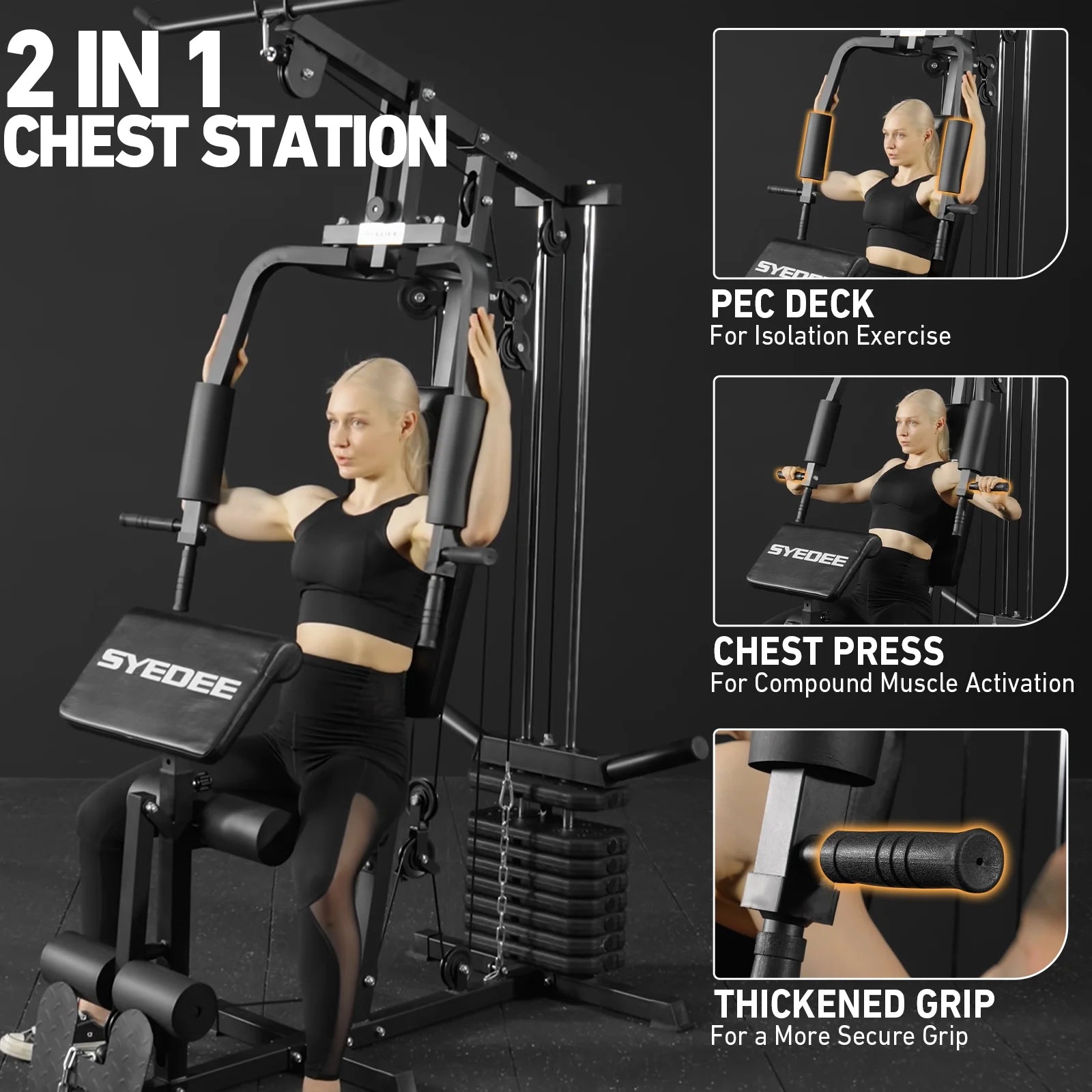 Multifunctional Home Gym System, Home Gym Station with 105LBS Weight Stack, All in One Workout Machine for Full Body Strength Training